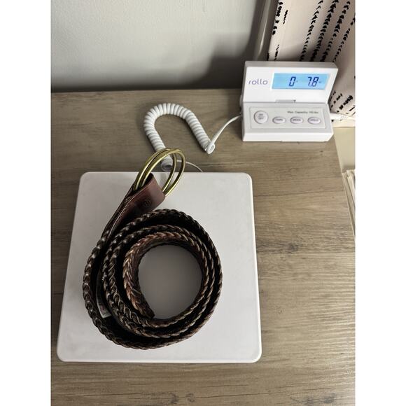 Vintage Talbots Wide Woven Leather Double Brass Ring Belt Brown M 42” Boho Retro - Picture 7 of 7